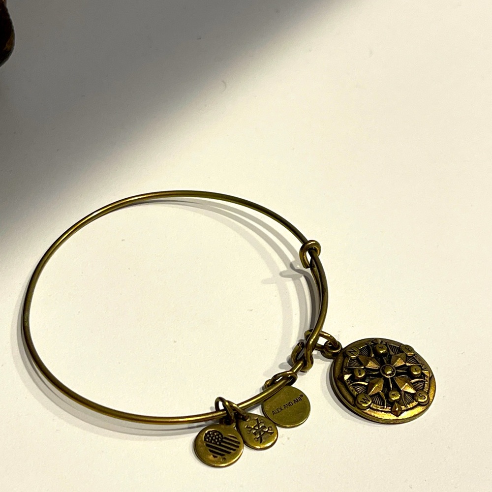 Alex and Ani gold compass motivational metal bracelet